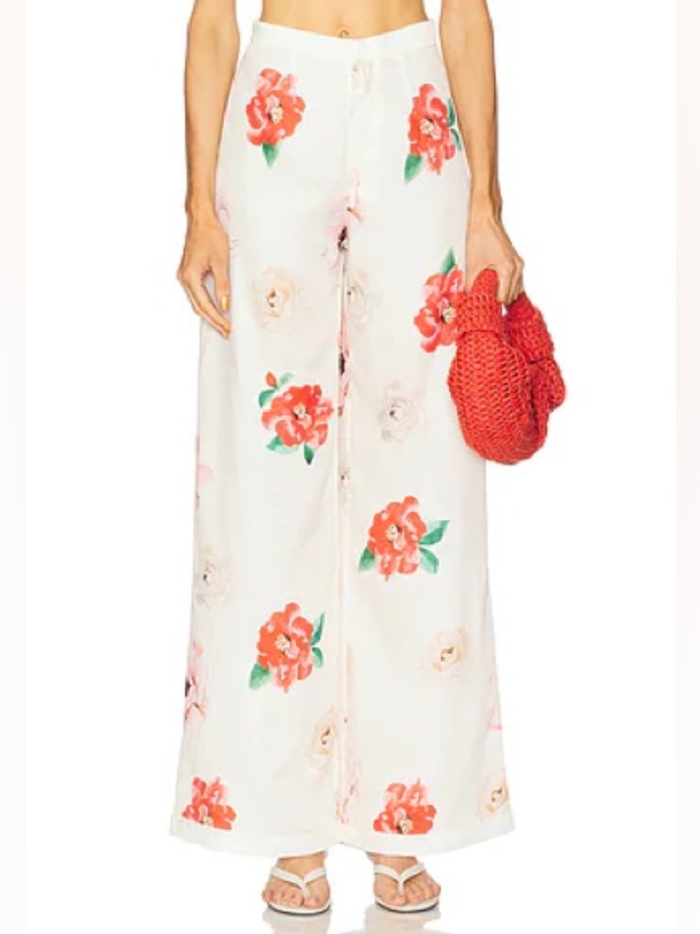 SAU LEE Elba Floral Satin High Waist Wide Leg Pants REVOLVE